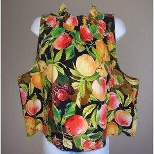 NWT Anthropologie Maeve (XL) Ruffle Neck Fruit Top ~Peaches~Berries~Cherry